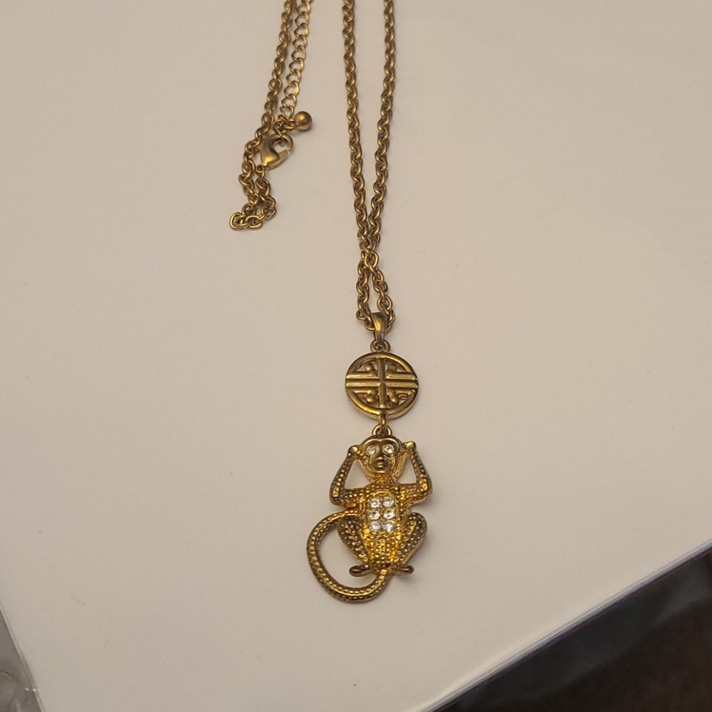 Golden monkey fortune necklace